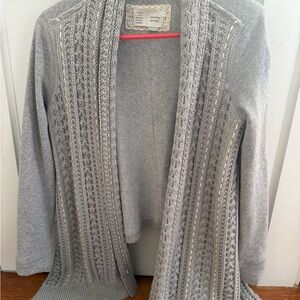 Anthropologie Light Gray Cable Knit Cardigan